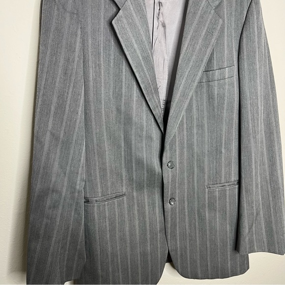 Vintage Yves Saint Laurent YSL Grey Striped Blazer Coat YSL Pure Wool Preppy - Picture 3 of 11
